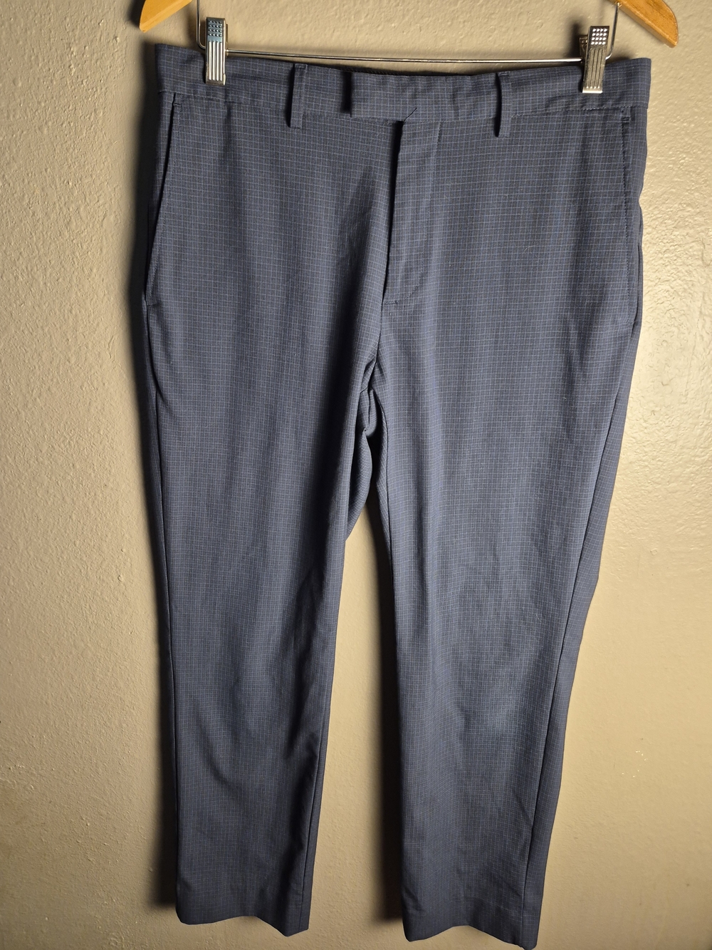 Banana Republic Men's Slate Blue Micro-Check Dress Pants